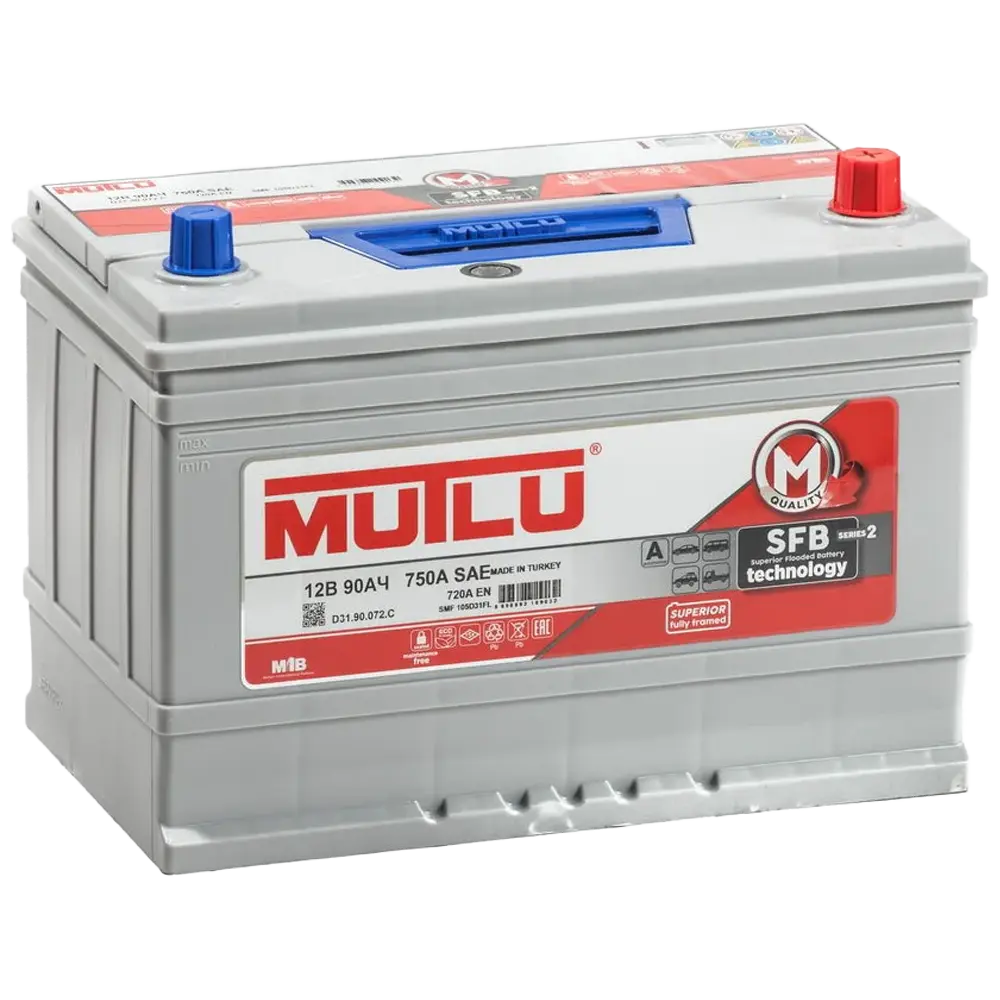 Mutlu 90 А/ч п.п. 720А 12V SBF M2 Asia