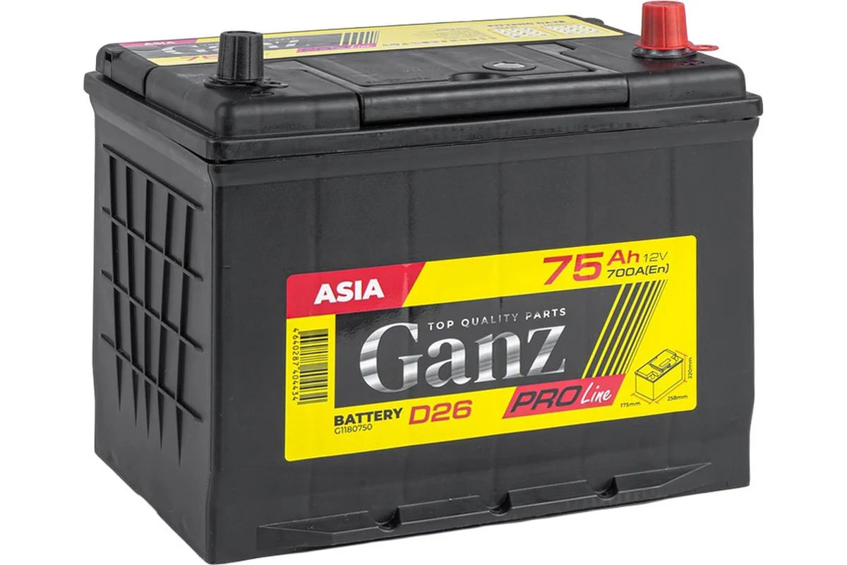 GANZ 75 А/ч о.п. 700А 12V PRO-Line JIS Asia