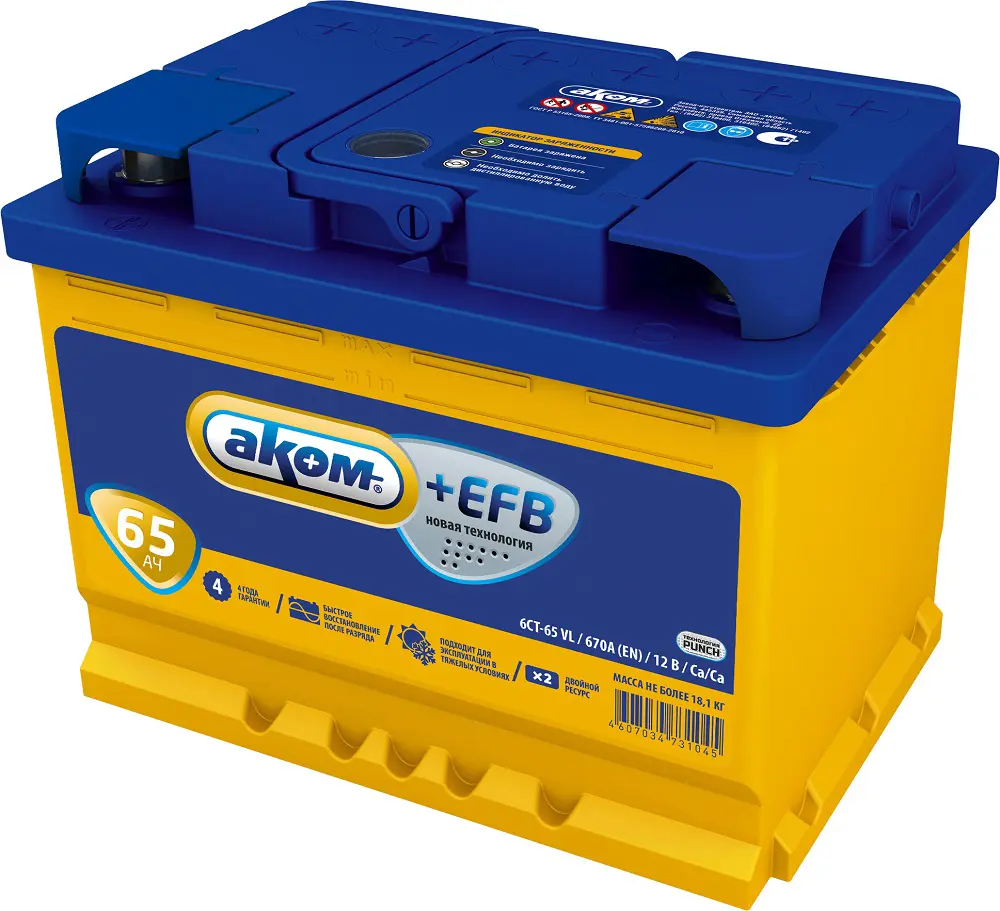 Аком 65 А/ч о.п. 670А 12V EFB