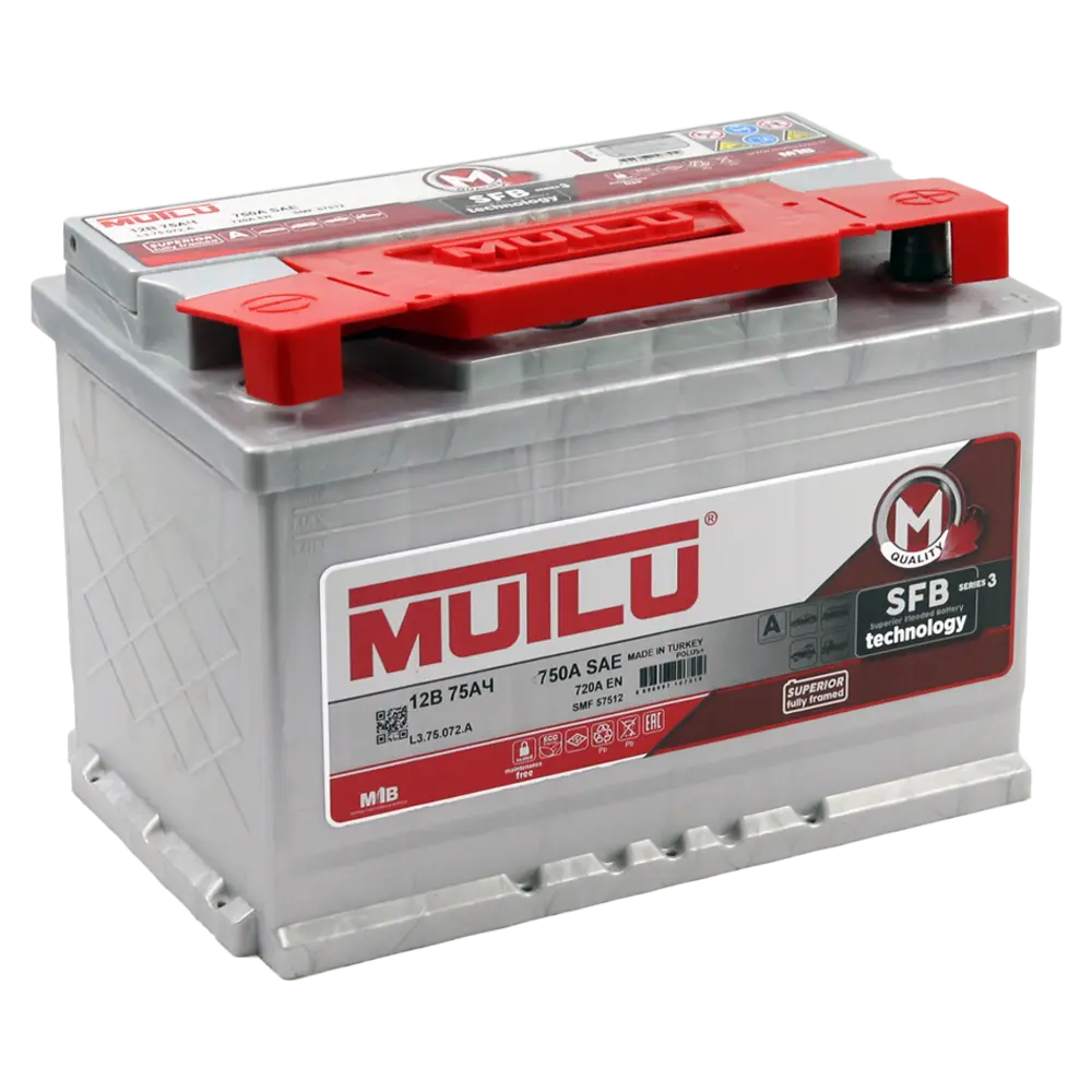Mutlu 75 А/ч о.п. 720А 12V SBF M3