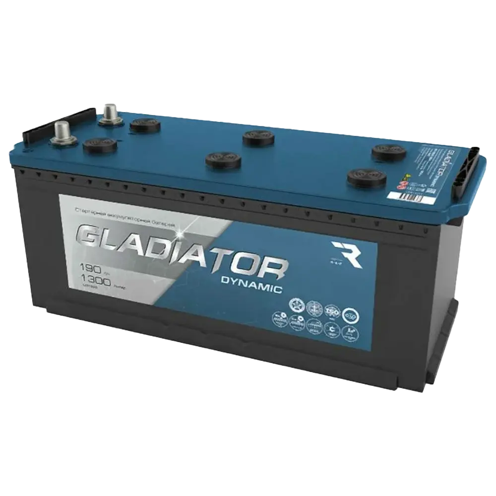 Gladiator 190 А/ч п.п. (-;+) 1300А 12V Dynamic болт