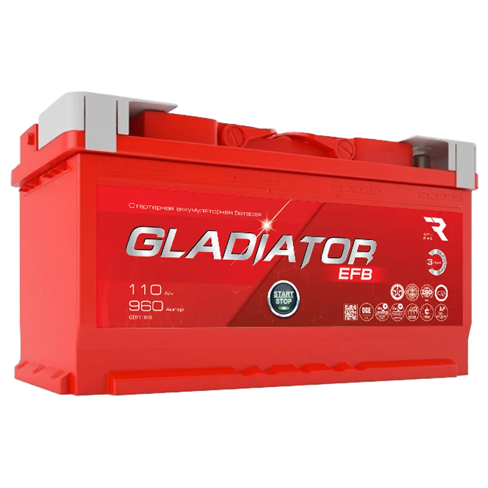 Gladiator 110 А/ч о.п. 770А 12V EFB