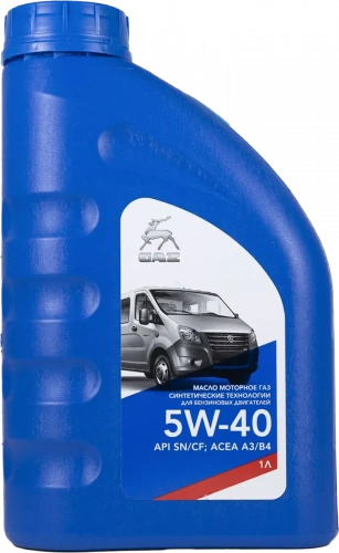 Масло моторное GAZ 5W40 синтетика 1л (API SN/CF ACEA A3/B4)