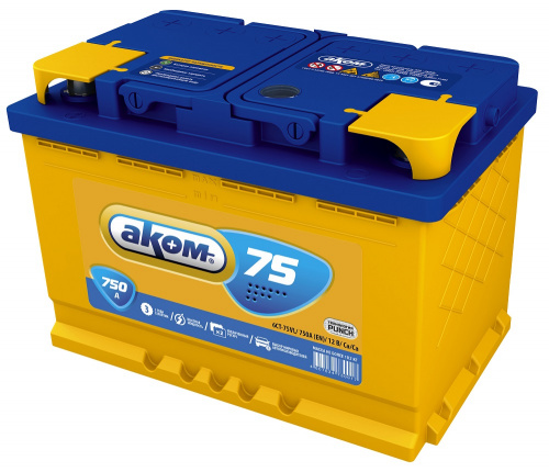 Аком 75 А/ч о.п. 750А 12V 