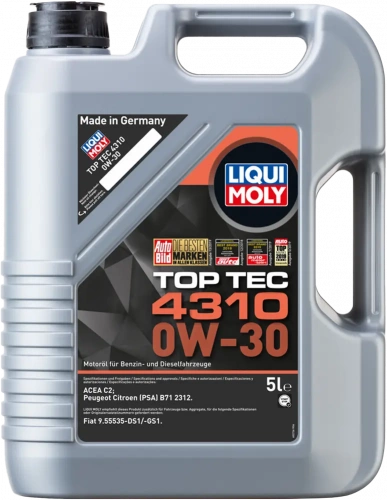 Масло мотоpное Liqui Moly Top Tec 4310 0W-30 (5L) ACEA C2 Fiat 9.55535-GS1 Peugeot Citroen (PSA) B71