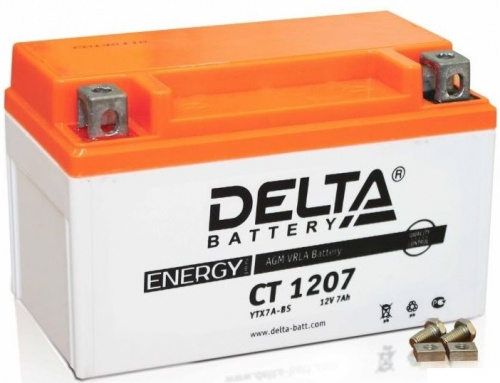Delta 7 А/ч п.п. 105А 12V CT1207 AGM VRLA (YTX7A-BS)