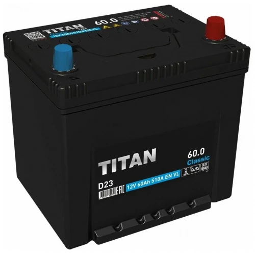 Titan 60 А/ч о.п. 510А 12V Standart Asia